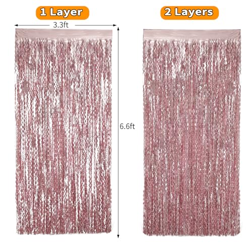 4 cortinas metálicas rosas 3.3x6.6ft pack miniatura 6