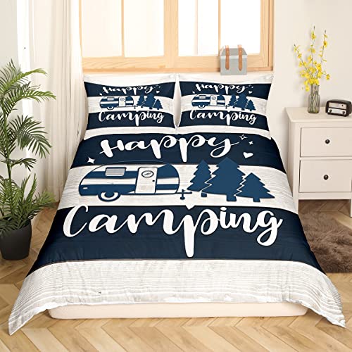 richhome Camping Car Decor Comforter Cover,RV Travelling Trailer Car Camper Duvet Cover for Girls Teens Bedroom Gifts,Spring Outing Western Farmhouse Comforter Cover with 2 Pillowcases - Image 2
