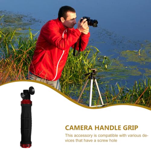 Image of FRCOLOR Video Camera Handle Grip Stabilizer with 1 /4 inch Screw Mount and LED Light for DSLR and Phone, Multifunctional Handheld Gimbal for Travel and Professional Filming, Black