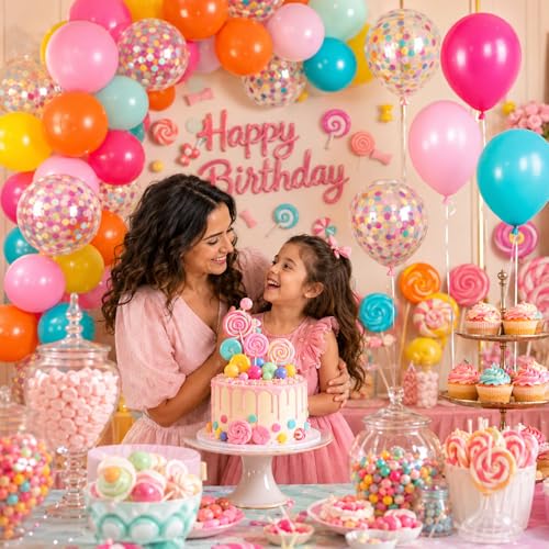 Image of Rainbow Balloons, 50Pcs 12 Inch Yellow Green Pink Teal Orange Latex