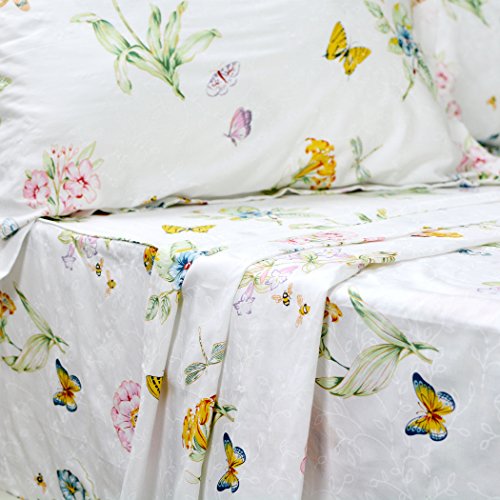 FADFAY Butterfly Meadow Bed Sheet Set 4Piece 100 Cotton Stain Drill