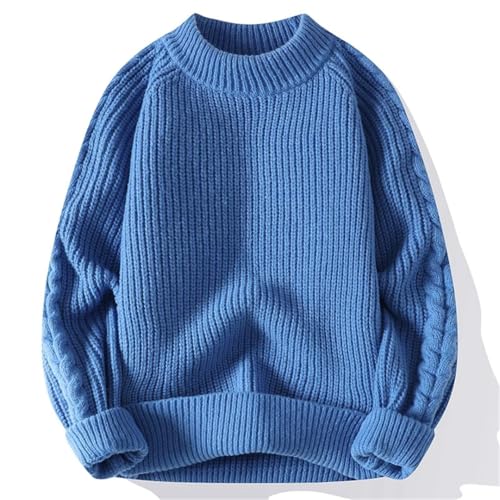 Mens Knitted Sweaters Round Neck Long Sleeve Pullover Autumn Soild Color Sweater4