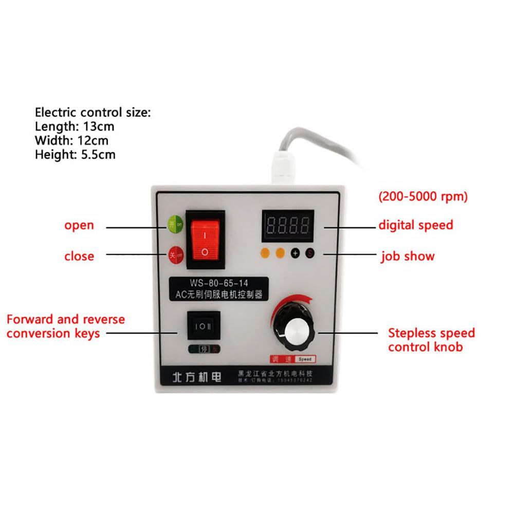 220 V High Power Brushless DC Servo Motor Kit, Bldc with Controller Speed Adjustable for Woodworking Lathe Belt Bead Machine (800 W Kit), BJYCCAR, 800 W Kit and Bracket, 800 W Kit and Bracket