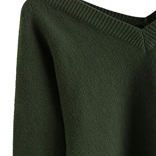 Image of ZAFUL Women's Cropped Sweater V-Neck Long Sleeve Pullover Jumper Knit Top