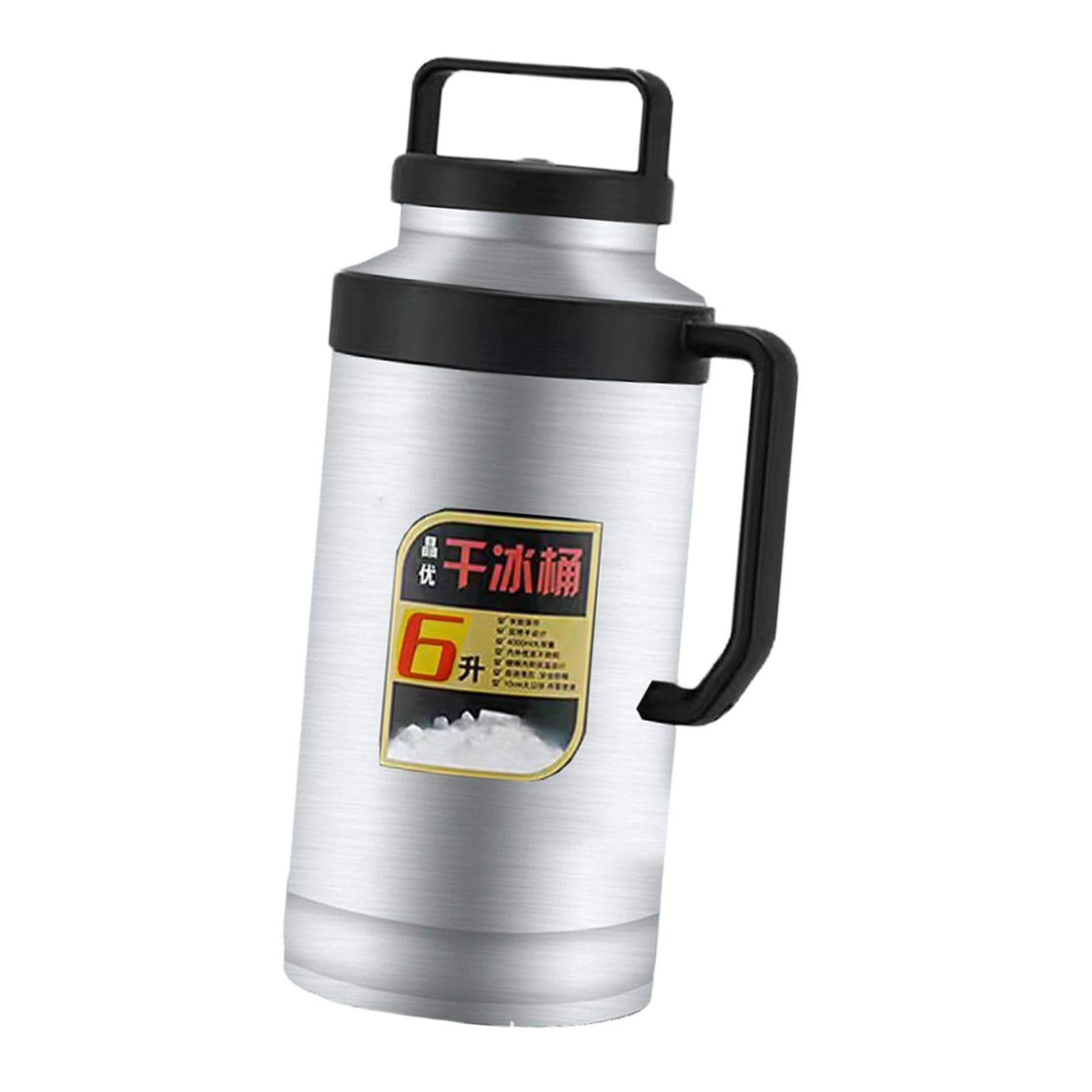 F Fityle Secchiello per ghiaccio secco Secchiello per ghiaccio secco Bottiglia d'acqua termica Contenitore per ghiaccio per eventi di catering Buffet domestici, Argento 6L