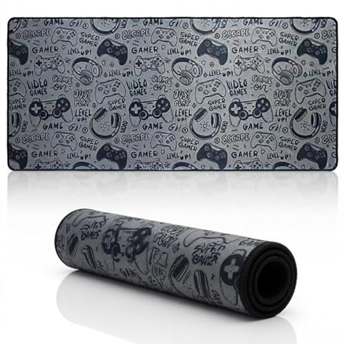 Image of Desk Mat Large XXXL | Computer Desk Mat | Extended Mouse Pad | XXL Mousepad | Gaming Mousepad XXL | Big Mouse Pad | Size - (900x400mm) | Colour - Grey