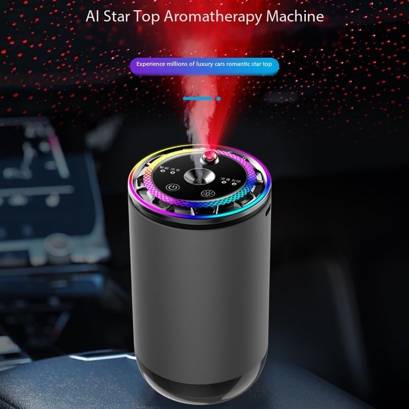 Image of Star Projector, Intelligent car Fragrance Perfume, Essential Oil Atomizer, ultrasonic Fragrance Machine, with Breathing Atmosphere lamp, air freshener (Gu Long)