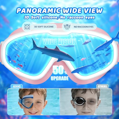 Aegend 2PCS Swim Goggles with Fabric Strap, Kids Swimming Goggles Wide View No Leaking Pool Goggles for Kid Youth Adult by Aegend - Used condition - Image 4