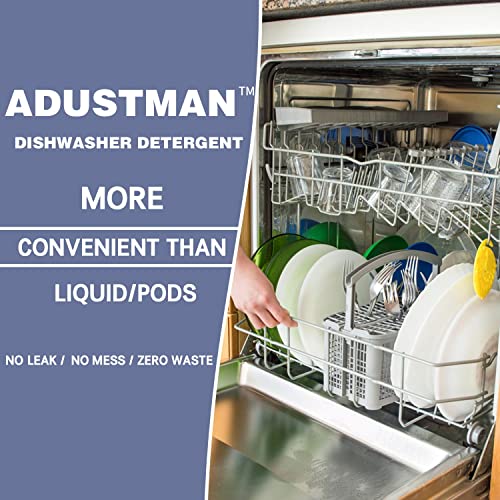 Adustman Eco Friendly Dishwasher Detergent 45 Sheets Unscented Natural No Plastic Jugs,More Convenient Dishwashing Pods Liquid Pacs Tablets,Pure Cleaning Dish Easy To Use For Mothers Gifts #TOP6