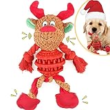 Hundespielzeug Quietschend, Weihnachten Welpenspielzeug, Interaktives Hunde Spielsachen, Plüsch Hunde Spielzeug, Robustes Kauspielzeug, für Welpen/Kleine/Mittelgroße Hund, Lindert Ängste(Rentier).