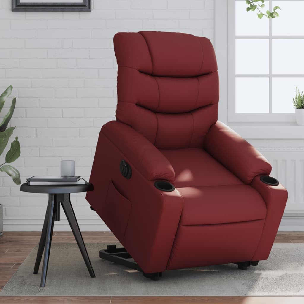 vidaXL Relaxsessel mit Aufstehhilfe Elektrisch Weinrot Kunstleder