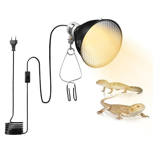 Aoreun Lámpara para Tortuga, Lámpara de Reptiles y Anfibios con Atenuador y Temporizador
