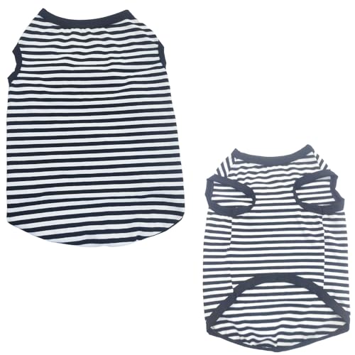 2 Stück Hunde-Shirts für Kleine Hunde Sommer Weiche Baumwolle T-Shirt,Hund Soft Tank Top Ärmellose Weste Hund T-Shirt für kleine mittelgroße Hundekatze Kleidung（schwarz, grau） L
