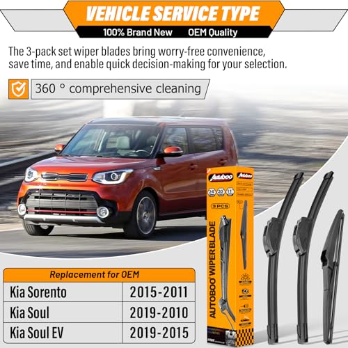 Image of AUTOBOO Windshield Wiper Blade Replacement for Kia Sorento Soul 2010-2019