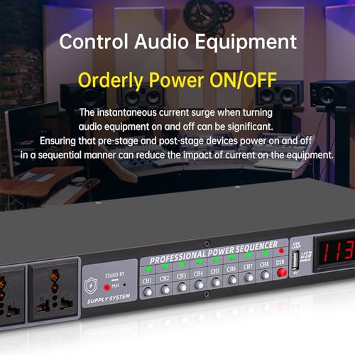 image for FMUSER 10-Outlet Power Sequencer Conditioner, 3000W Rack Power Conditi