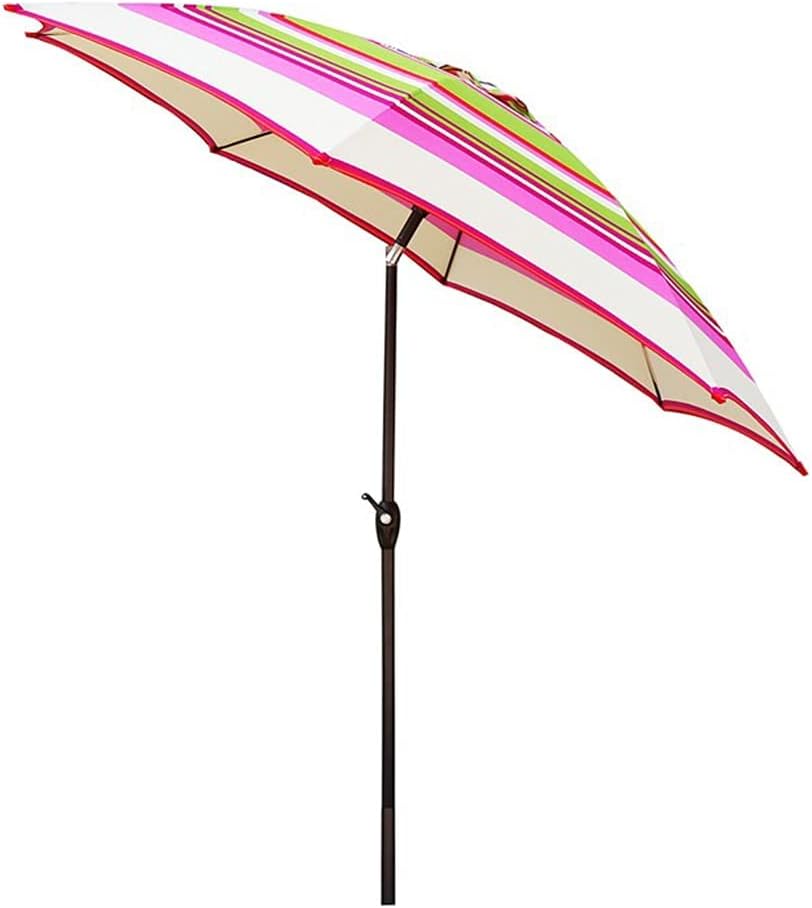 Parasol Large Patio Umbrella, Striped Beach Umbrella 270cm with Crank and Tilt, Waterproof Market Table Umbrella Iron Pole good