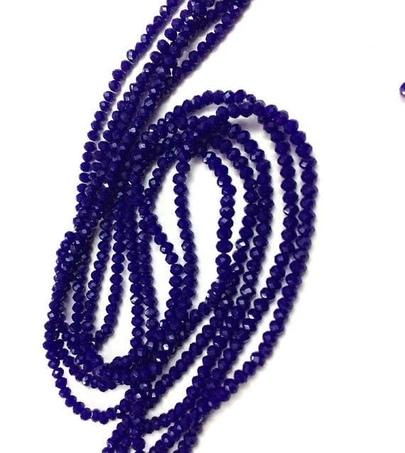 LKBEADS Niebieskie szafirowe fasetowane okrągłe szklane koraliki, kamień kwarcowy, szklany kamień, szklane fasetowane okrągłe koraliki, agat luźny kamień szlachetny, koraliki agatowe 3-4 mm