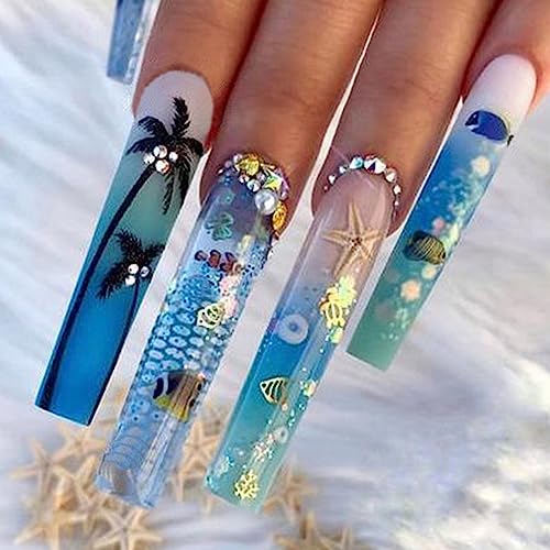 Summer Coffin Press on Nails Extra Long Fake Nails