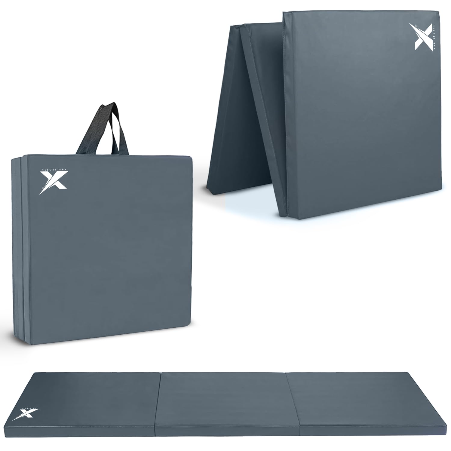 Xn8 Sports Tri-Fold Gymnastics Acro Tumble Mat –6cm Thick & 6Ft Long Foldable Gymnastic Exercise Crash Mats for Kids & Adults Non-Slip PU Leather Folding Gym Mat with Carrying Handles for Yoga Pilates — image 1