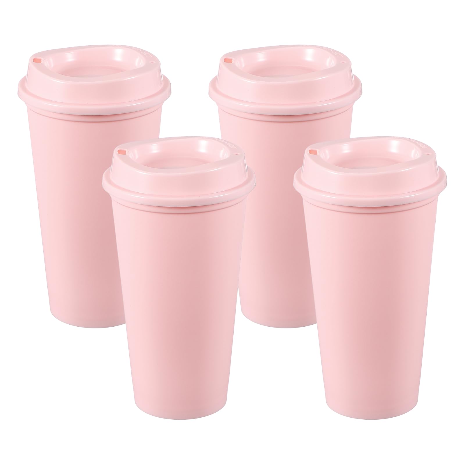 sourcing map 4Pcs Reusable Coffee Cups with Lids, 16oz Travel Coffee Mugs Spill Proof Water Tumblers Drinking Cups for Hot and Cold Drinks Juice Tea, Pink