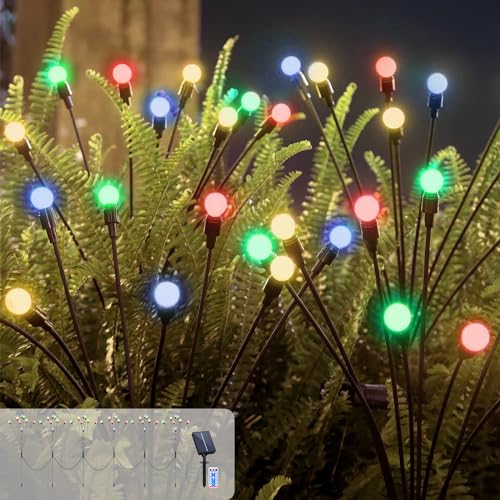 Micacorn Solar Garden Lights Christmas Lights Solar Firefly Lamp 6 Pack 8 Modes 48 LEDs Swaying Solar Firefly Lights Waterproof Decorative Lights with Remote for Wedding Pathway Christmas Decoration