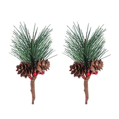DIYEAH 15 Piezas Pino De Simulación Picos De Pino Falsos Agujas De Pino De Navidad Decoración Pino Artificial Árbol Sucursales Tallos Conos De Pino De Navidad Guirnalda De Navidad