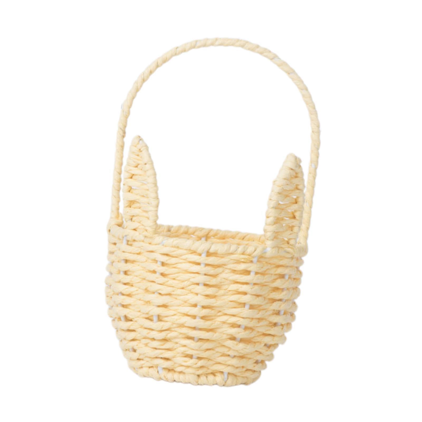 ALCXAZS Stylish Woven Flower Basket Fruit Basket For,Yellow,21x12.5x8.5 cm