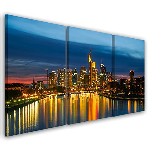 Feeby 3 pièces Impression sur Toile Intissé 120x60 cm Le pont de Brooklyn Mahnattan New York Image décoration Murale Design Chambre d'enfant Fleuve Ville...