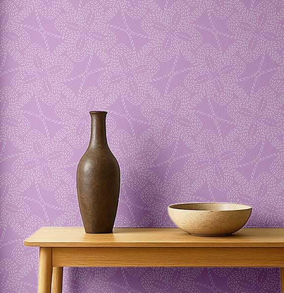 Papier peint mural violet sans colle pour relooker une chambre sans abîmer le mur