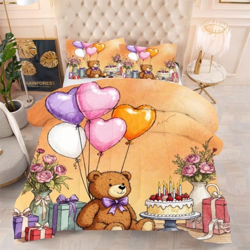 ZZXHG Edredón Matrimonio Estampado 3D | MuñEca MarróN, Nórdico Reversible de 4 Estaciones, Lavable, Incluye 2 Fundas de Almohada 50x75 cm, para Cama de 105 cm