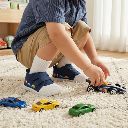 STQ KIDS Baby First Walking Shoes Toddler Boy Wide Toe Box Barefoot Sneakers Lightweight Infant Babies Tennis Shoe Soft First Walkers Non-Slip Ankle Support Mid Top Navy 12-18 Months Toddler Size 5 US — view 3