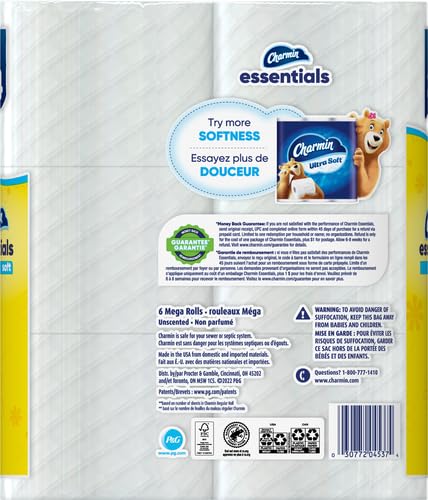 Image of Charmin Essentials Soft Toilet Paper Mega Rolls, 6 Rolls (330 Sheets) (Pack of 3)