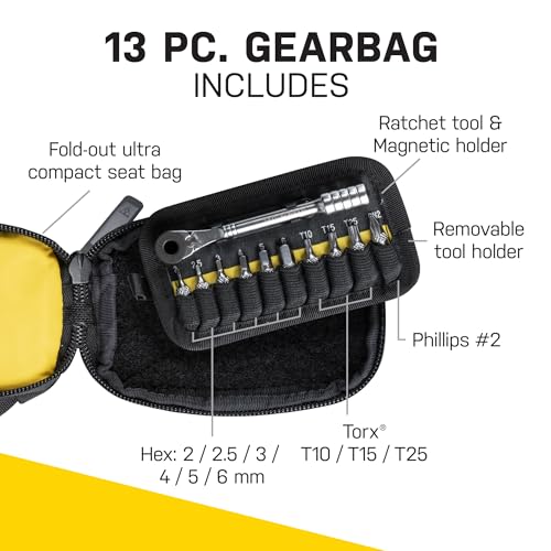 Topeak Elementa GearBag – Compact Under-Seat Bike Bag with Ratchet Tool Set, Dual Compartments, Water-Repellent 1000D Polyester, 0.3L Storage Capacity - Thumbnail 4