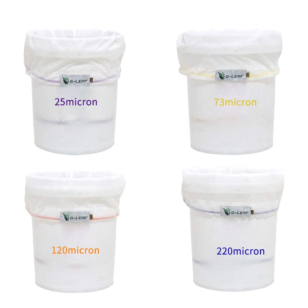 G-LEAF All Mesh Bubble Bag 1 galón 4 bolsas de burbujas de hielo para hierbas Kit extractor, sobres acolchados para todas las bolsas de malla, bolsas de extracción con filtro de presión y bolsa de