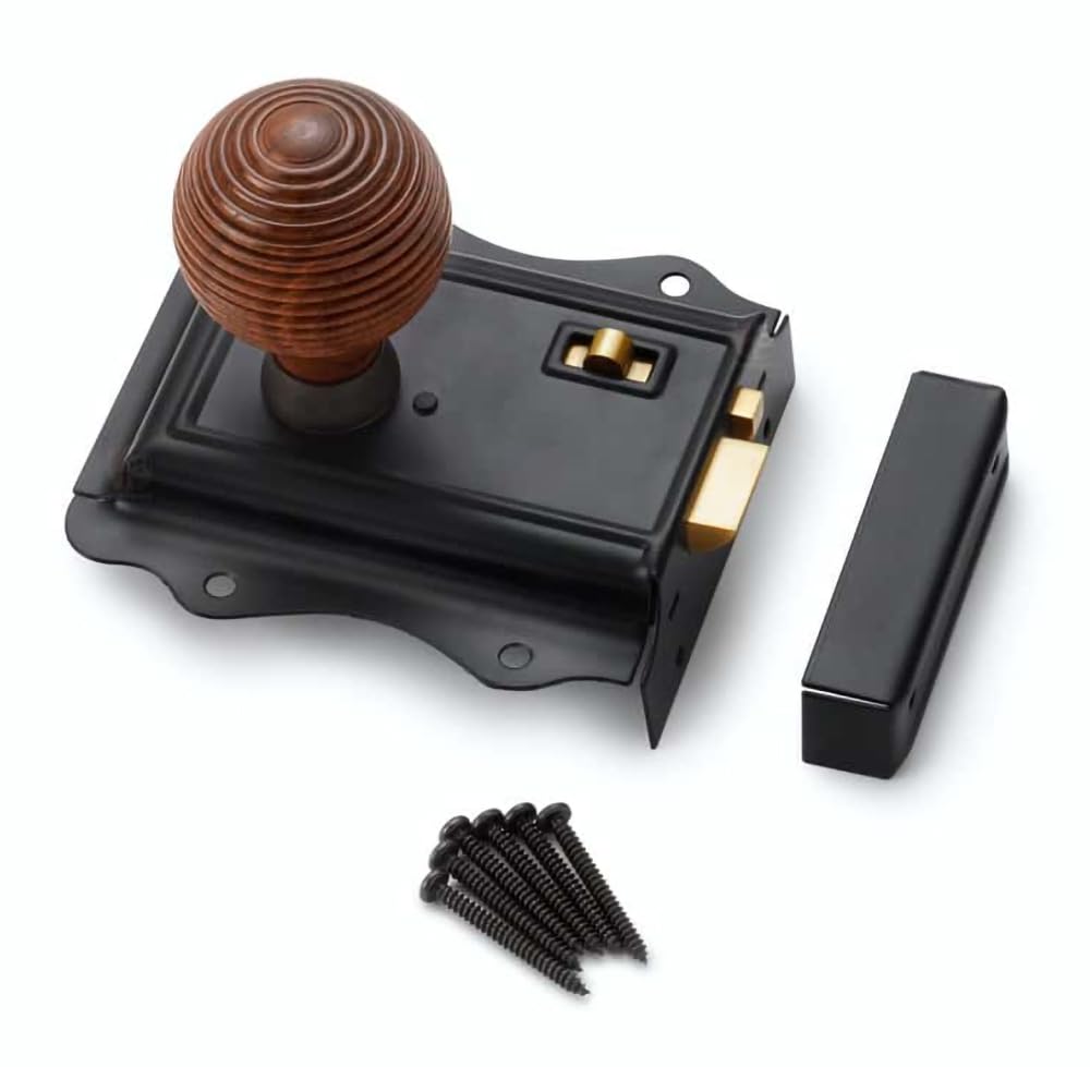 Ab Hardware Black Brass Olde Victorian Rim Lock Rosewood Matt Antique Beehive Door Knobs