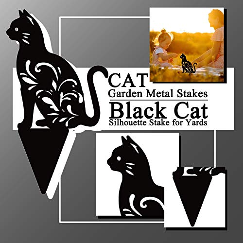 image for Taswuw Cat Garden Statues Black Cat Silhouette Cat Decorative Garden S