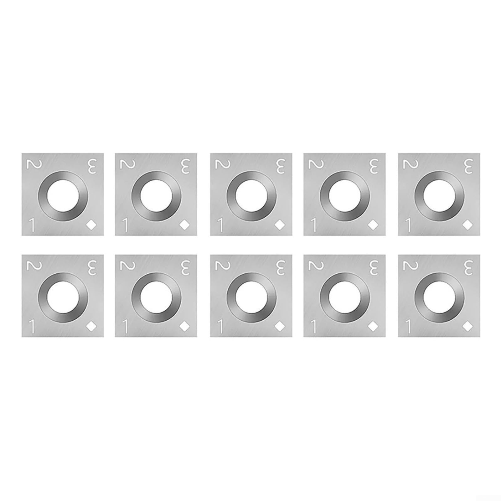 Quadratische Hartmetall-Einsätze, Hartmetall-Einsätze, 14 x 14 x 2 mm, quadratischer Wendeschneider für Holzbearbeitung, 10 Stück mit 30°-Schnittwinkel