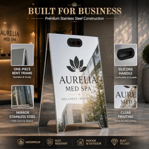 Image of Custom LED A-Frame Sign, Illuminated Sidewalk Display with Custom Logo