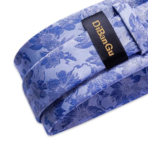 Image of DiBanGu Mens Paisley Tie Sets Silk Jacquard Woven Floral Necktie and Pocket Square Cufflinks Wedding Business Party