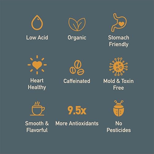 Miniatura 8 de Café en grano saludable café bajo en ácido granos enteros con infusión de superalimentos orgánico USDA sin micotoxinas tostado semitoscuro 10 onzas