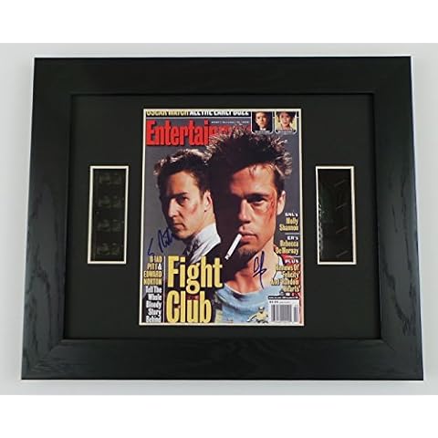 Fight Club Cast Signed + Original Fight Club Film Footage Framed Cover