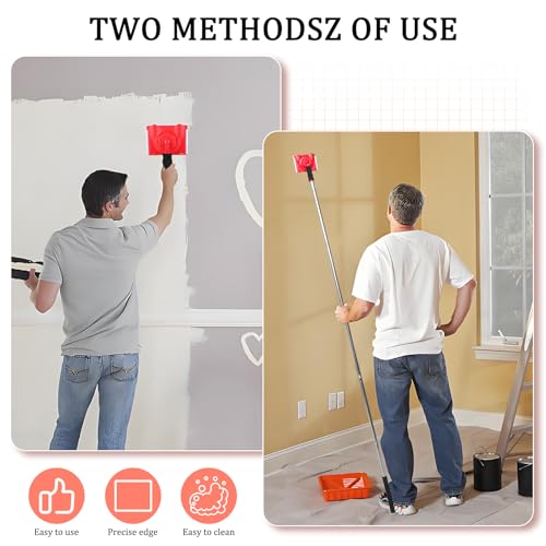 Paint Edger Tool For Ceilings, Paint Edge Trimmer Plus - 2 Replaceable Pads, 35-78 Inch Spliceable Long Pole Edge Painting Tool with Refillable Painter's Pads, Ideal for Corner Wall & Ceiling Painting by TOXYMHO - Image 3