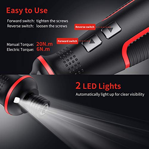 TOOLTOO Cordless Electric & Manual Screwdriver Kit 5V - LED Work Light with Replaceable Battery Includes 34 Bits | 1 Flexible Drill Bit Extension | 1 Extention Holder - Rechargeable Power Screwdriver - Thumbnail 4