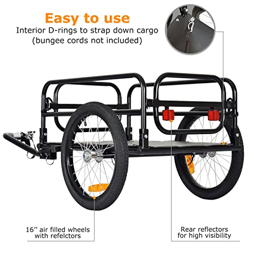 Tiggo Klappbar Fahrrad Lastenanhänger Fahrradanhänger Ladefläche: 67 x 46x25 cm/ca. 70 Liter / 2 Getränkekästen, 40 kg Ladegewicht