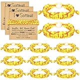 Landical 12 Pcs Softball Bracelet Bulk Softball Team Gifts Adjustable Braided Bracelet End of Season Party Favors Inspirational Sport Accessories Gifts for Teams Player Women Birthday Sport Theme