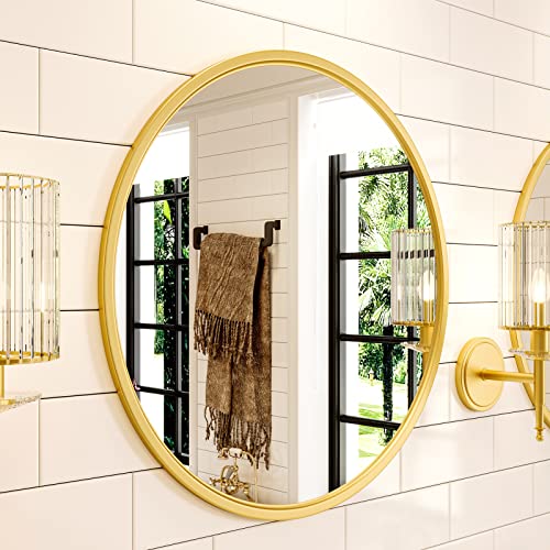 Miroir rond doré de 71cm avec cadre en métal d'exception - 3