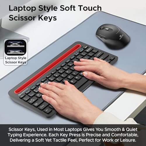 Amkette Optimus Pro 4 in 1 Rechargeable Wireless Keyboard, 2.4 GHz & BT5.0 Connectivity, Tablet & Phone Holder, Silent Laptop Style Scissor Keys,... - Image 3