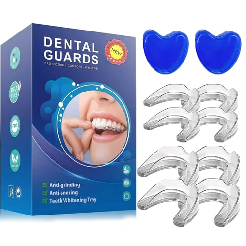 Teeth Grinding Mouth Guards for Sleeping 8 Pack Reusable Night Guards for Adults & Kids Moldable Dental Guard for Bruxism & Clenching Protection Anti Grinding Gum Shield