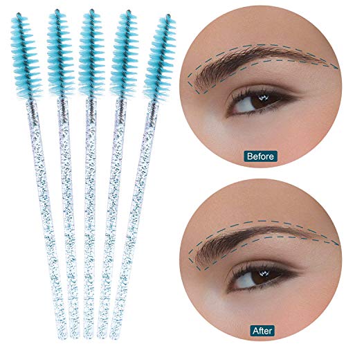 Image of Tbestmax 300 Disposable Mascara Wands Eye Lash Brush Spoolies for Eyebrow /Eyelash Extension Blue