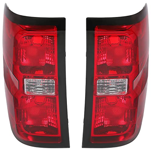 HECASA Tail Lights Assembly Compatible with 2014-2018 Chevy Chevrolet Silverado 1500/2500/3500 HD GMC Sierra 3500 HD Replace for GM2800261 GM2801261 Brake Lamps Red Lens & Chrome Housing Pair